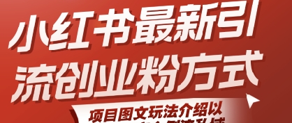 小红书最新引流创业粉方式，项目图文玩法介绍以及如何安全倒流私域-搞钱利器