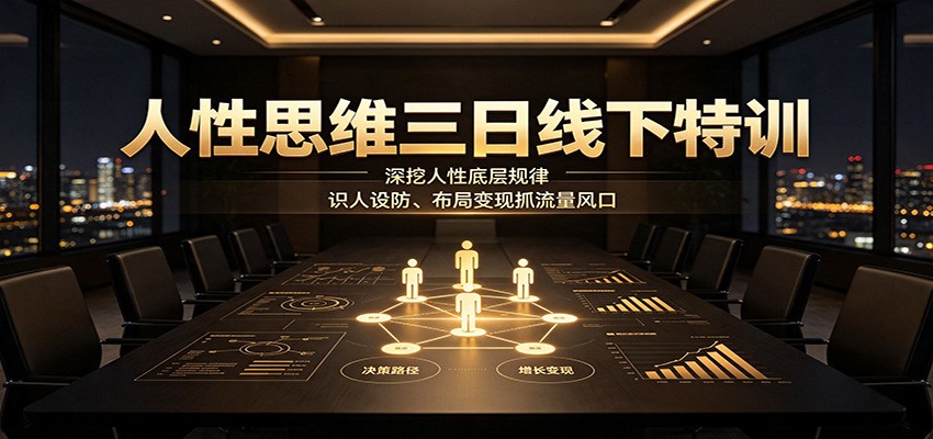 人性思维三日线下特训：深挖人性底层规律，识人设防、布局变现抓流量风口-搞钱利器