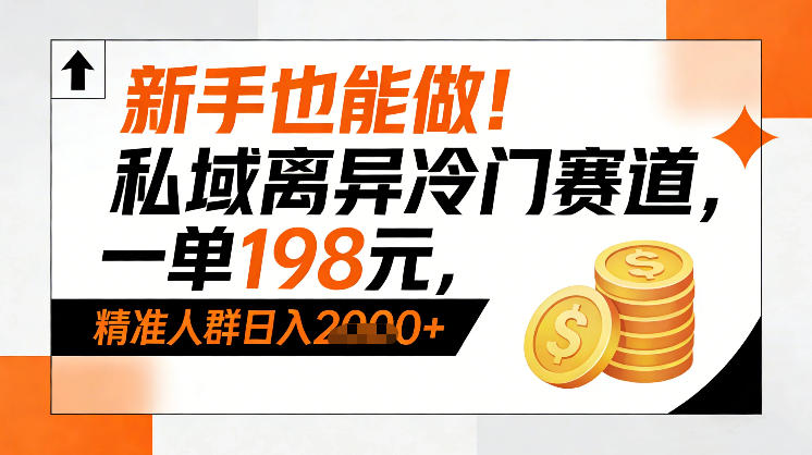 新手也能做！私域离异冷门赛道，一单198，精准人群日入1k+-搞钱利器
