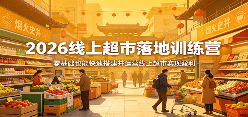 2026线上超市落地训练营，零基础也能快速搭建并运营线上超市实现盈利-搞钱利器