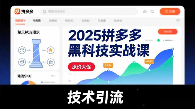 2025拼多多黑科技实战课，擎天柱玩法、爆流SKU、原价大促，技术引流，单店日销轻松破千单-搞钱利器