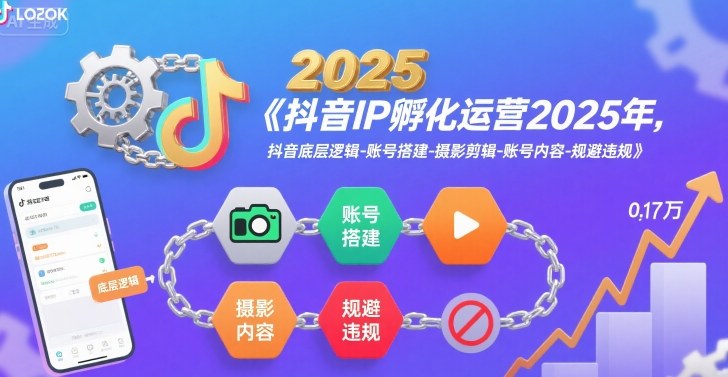 抖音IP孵化运营2025年，抖音底层逻辑-账号搭建-摄影剪辑-账号内容-规避违规-搞钱利器