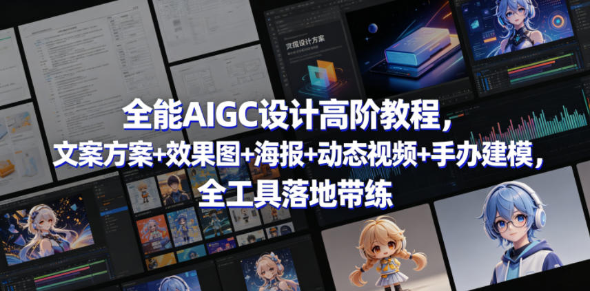 全能AIGC设计高阶教程，文案方案+效果图+海报+动态视频+手办建模，全工具落地带练-搞钱利器