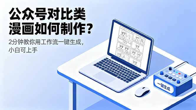 公众号对比类漫画如何制作？2分钟教你用工作流一键生成，小白可上手-搞钱利器