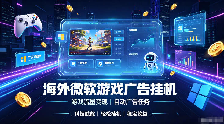 海外游戏广告自动挂G，轻资产海外副业风口，单设备稳定产出500+【揭秘】-搞钱利器