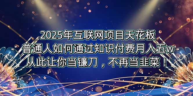 2025年互联网项目天花板，普通人如何通过卖项目实现逆风翻盘，月入5W＋！-搞钱利器