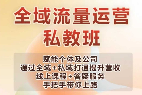 全域流量运营操盘课，赋能个体及公司通过全域+私域打通提升营收-搞钱利器