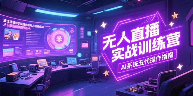 无人直播实操训练营，从设备搭建到话术，AI系统五代操作指南(7月更新-搞钱利器