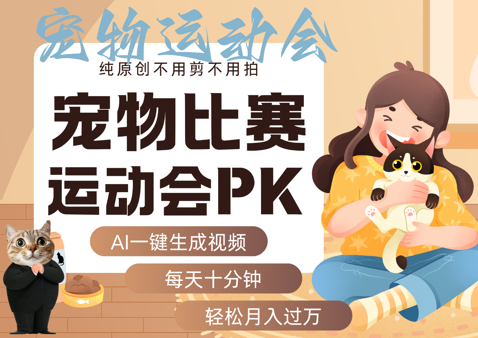 AI萌宠运动员跳水 射击 篮球 足球比赛 每天十分钟 附详细提示词文案库 代替做…-搞钱利器