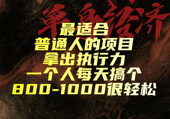 最适合普通人的项目，拿出执行力一个人每天搞个800-1k很轻松【揭秘】-搞钱利器