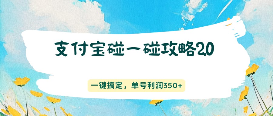 支付宝碰一碰攻略2.0，一键搞定，单号利润350+-搞钱利器
