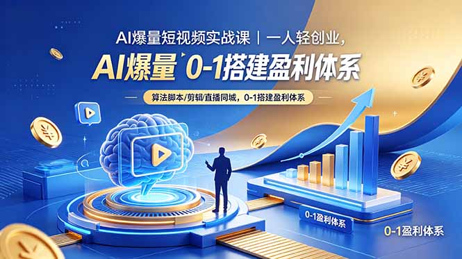 AI爆量短视频实战课｜一人轻创业，算法脚本剪辑直播同城，0-1搭建盈利体系-搞钱利器