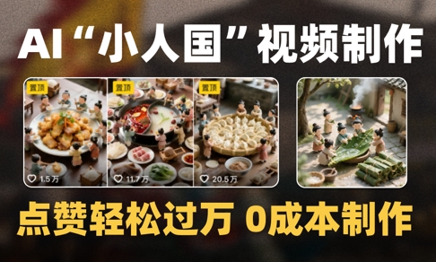 爆款1000W+播放微缩景观迷你小人国AI视频0成本制作全流程教学-搞钱利器