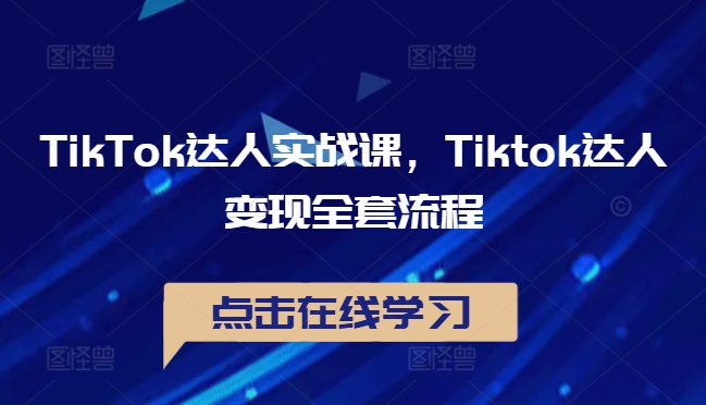 TikTok达人实战课，Tiktok达人变现全套流程-搞钱利器