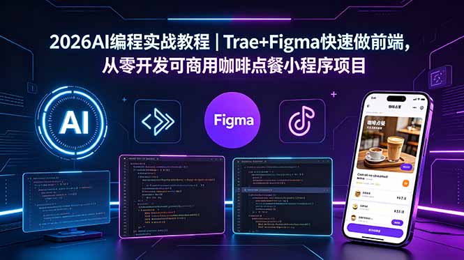 2026AI编程实战教程｜Trae+Figma快速做前端，从零开发可商用咖啡点餐小程序项目-搞钱利器