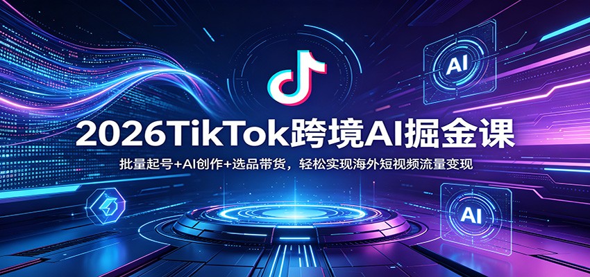 2026TikTok跨境AI掘金课：批量起号+AI创作+选品带货，轻松实现海外短视频流量变现-搞钱利器