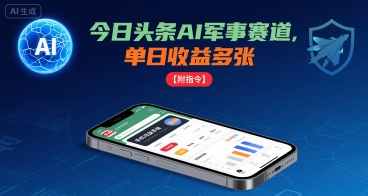 今日头条AI军事赛道，单日收益多张 ，手机可做【附指令】-搞钱利器