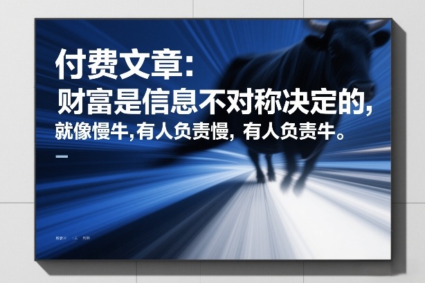 付费文章：财富是信息不对称决定的，就像慢牛，有人负责慢，有人负责牛-搞钱利器