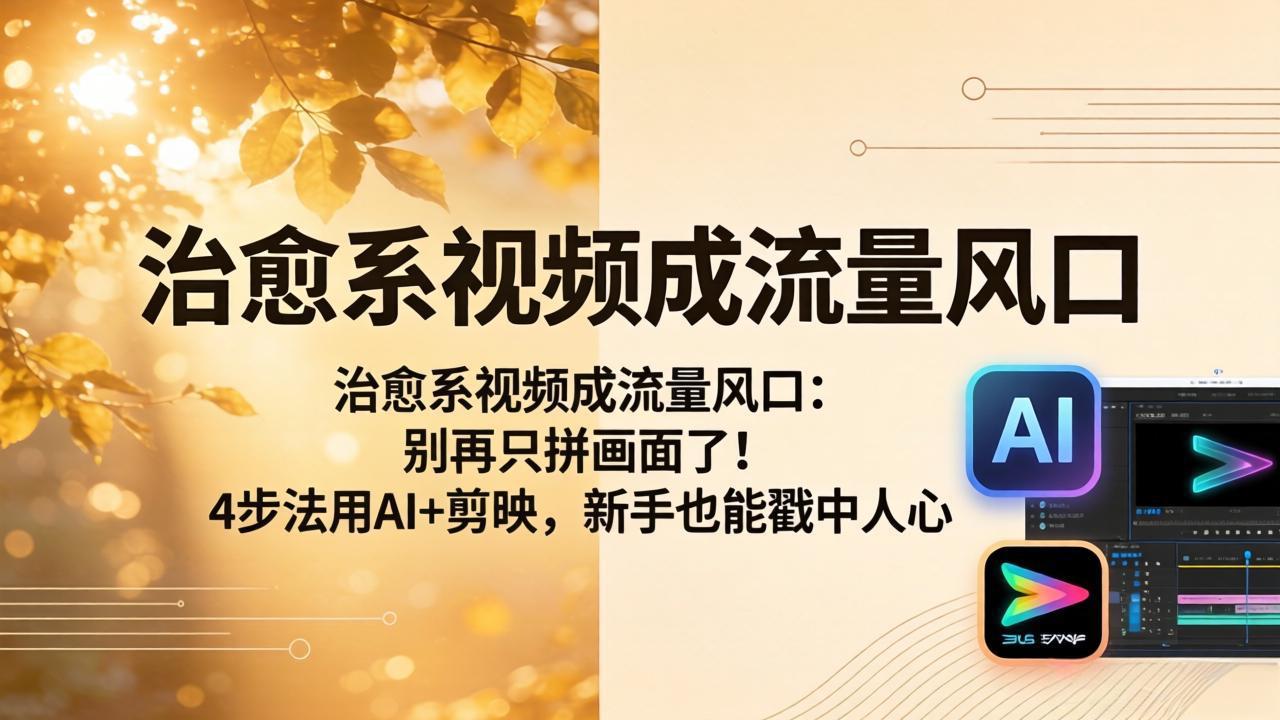 治愈系视频成流量风口：别再只拼画面了！4步法用AI+剪映，新手也能戳中人心-搞钱利器