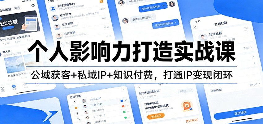 个人影响力打造实战课：公域获客+私域IP+知识付费，打通IP变现闭环-搞钱利器
