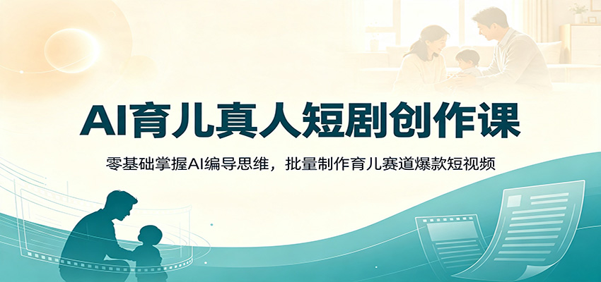 AI育儿真人短剧创作课：零基础掌握AI编导思维，批量制作育儿赛道爆款短视频-搞钱利器