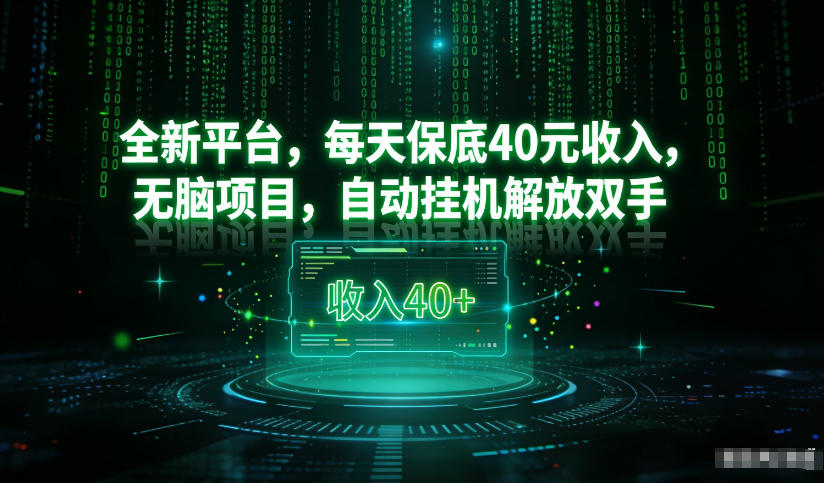 最新看广平台，每天保底30-4米，无脑项目，自动挂G解放双手【揭秘】-搞钱利器
