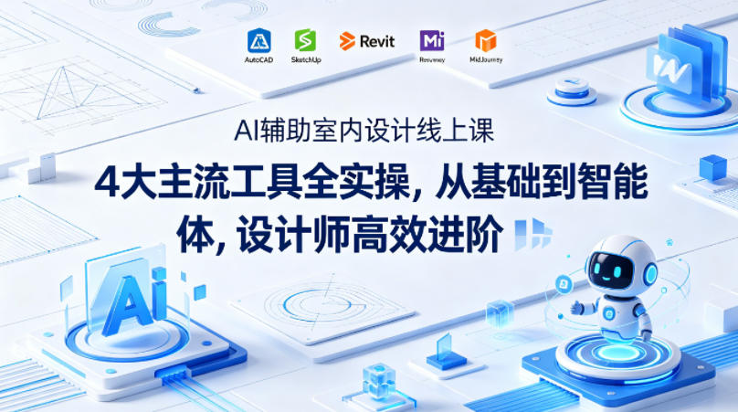 AI辅助室内设计线上课｜4大主流工具全实操，从基础到智能体，设计师高效进阶-搞钱利器