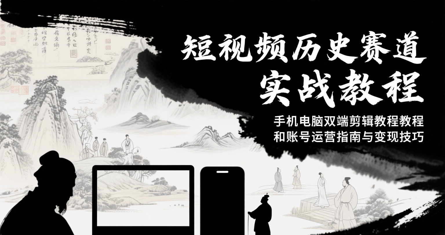 短视频历史赛道实战教程，手机电脑双端剪辑教程和账号运营指南与变现技巧-搞钱利器