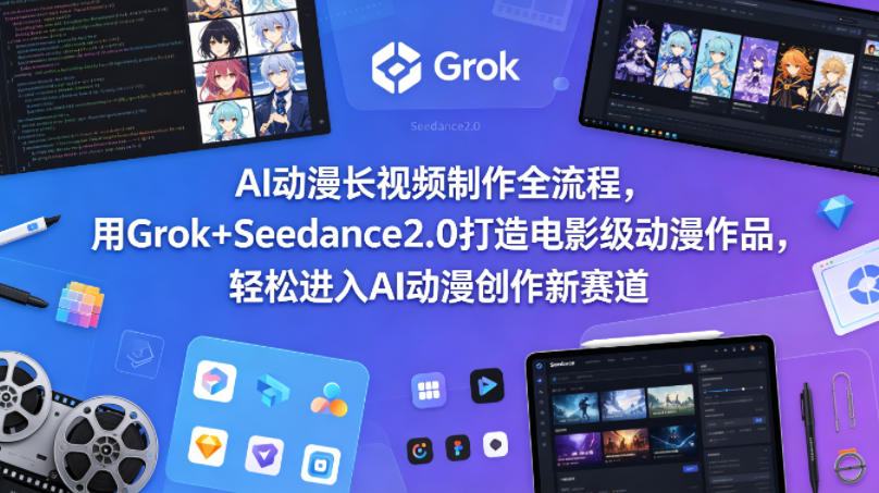 AI动漫长视频制作全流程，用Grok+Seedance2.0打造电影级动漫作品，轻松进入AI动漫创作新赛道-搞钱利器