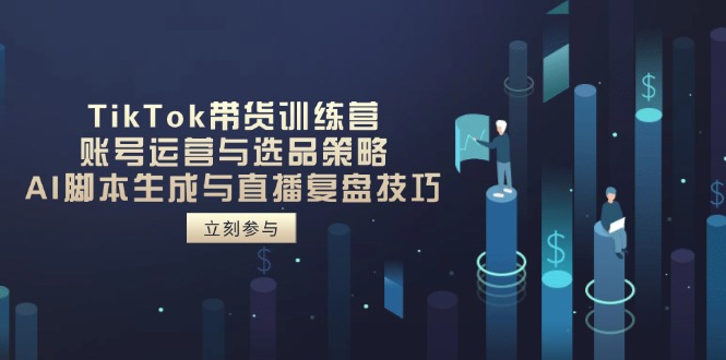 TikTok带货训练营，账号运营与选品策略，AI脚本生成与直播复盘技巧-搞钱利器