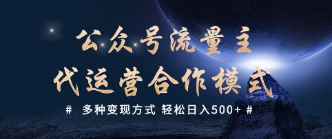 公众号流量主代运营  多种变现方式 轻松日入5张【揭秘】-搞钱利器