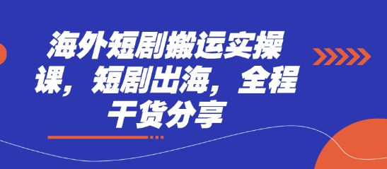 海外短剧搬运实操课，短剧出海，全程干货分享-搞钱利器