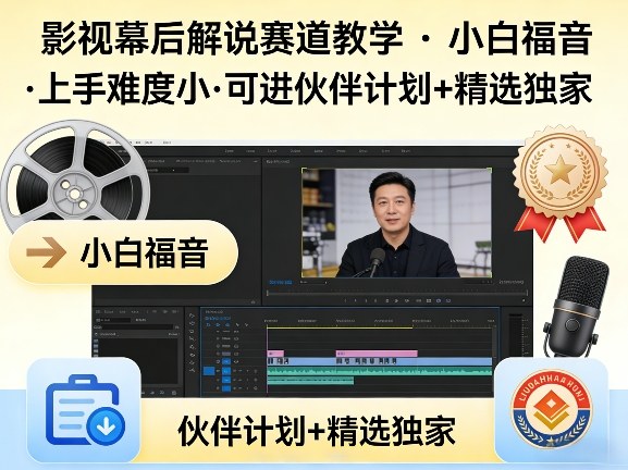 某大佬的影视幕后解说赛道教学，小白福音，上手难度小，可进伙伴计划+精选独家-搞钱利器