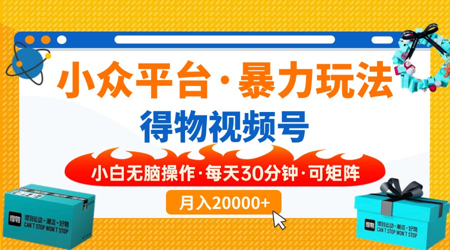 小众平台暴力玩法，一键搬运爆款视频，可矩阵小白无脑操作，每天30分钟…-搞钱利器