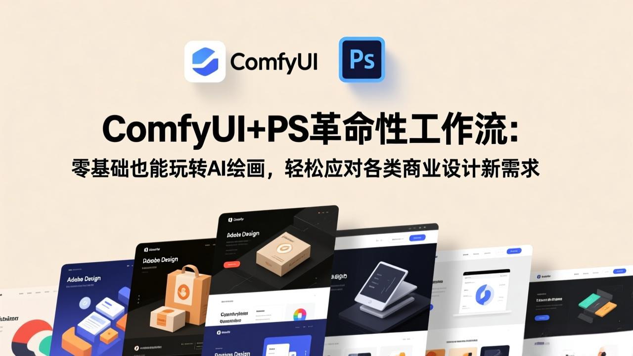 ComfyUI+PS革命性工作流:零基础也能玩转AI绘画,轻松应对各类商业设计新需求-搞钱利器