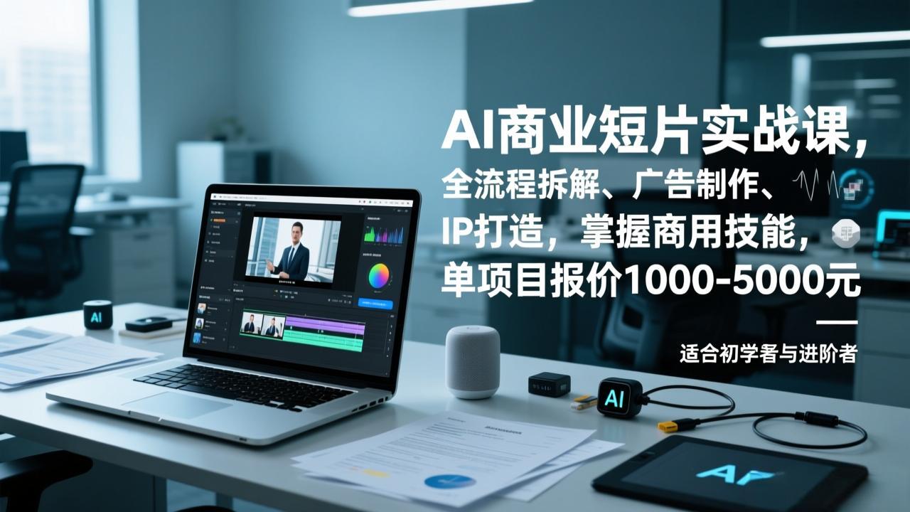 AI商业短片实战课，全流程拆解、广告制作、IP打造，掌握商用技能，单项目报价1000-5000元-搞钱利器
