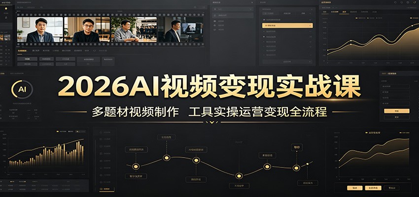 2026AI视频变现实战课：多题材视频制作，工具实操运营变现全流程-搞钱利器