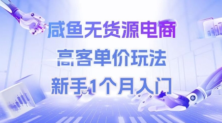 咸鱼无货源电商，高客单价玩法，新手1个月入门-搞钱利器