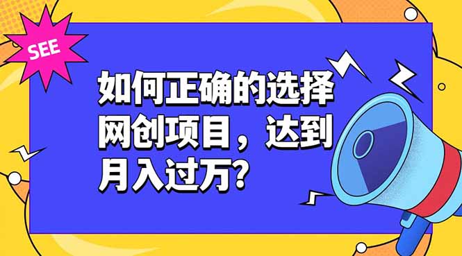 如何正确的选择网创项目,达到月入过万?,本课程教你正确选择项目。-搞钱利器
