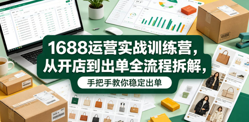 1688运营实战训练营，从开店到出单全流程拆解，手把手教你稳定出单(更新0620)-搞钱利器
