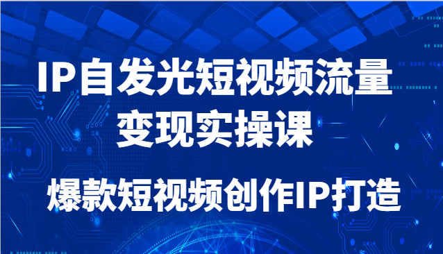 IP自发光短视频流量变现实操课，爆款短视频创作IP打造-搞钱利器