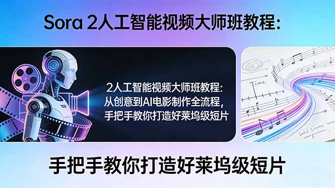 Sora 2人工智能视频大师班教程：从创意到AI电影制作全流程，手把手教你打造好莱坞级短片-搞钱利器