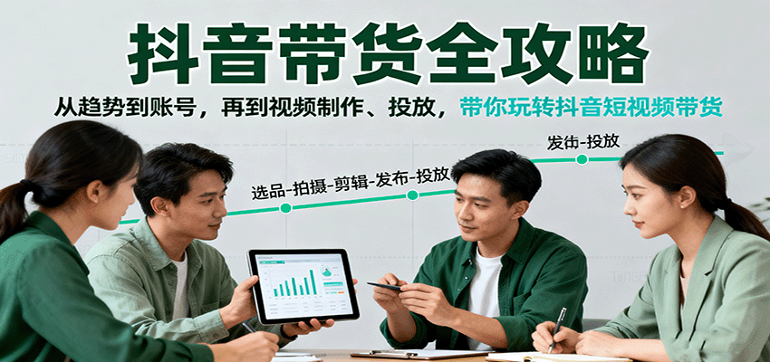抖音带货全攻略：从趋势到账号，再到视频制作、投放，带你玩转抖音短视频带货-搞钱利器