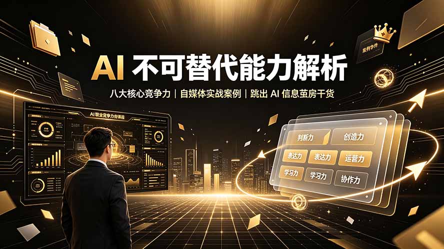 付费文章：AI 不可替代能力解析▸八大核心竞争力｜自媒体实战案例｜跳出 AI 信息茧房干货-搞钱利器