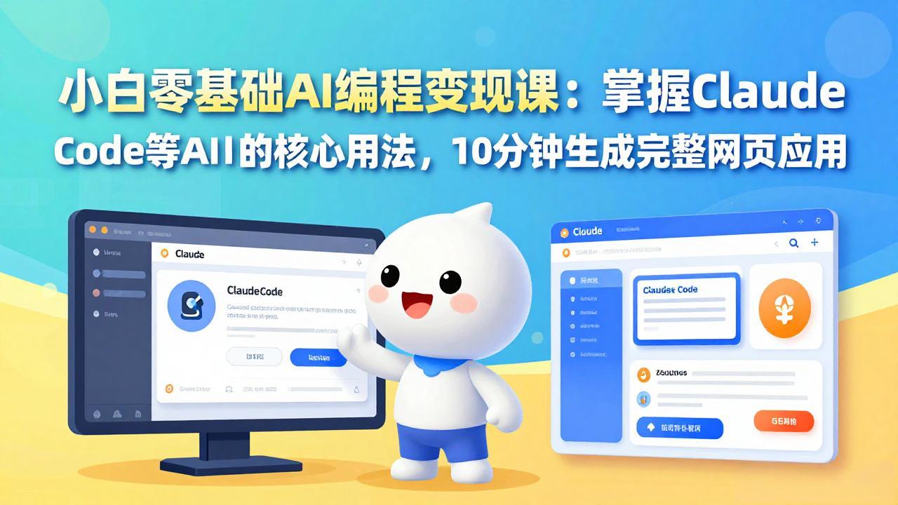 小白零基础AI编程变现课：掌握Claude Code等AI工具的核心用法，10分钟生成完整网页应用-搞钱利器