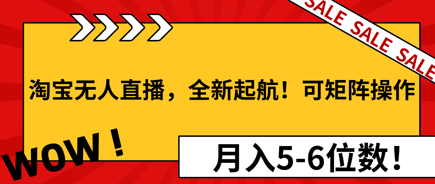 淘宝无人直播，全新起航！可矩阵操作，月入5-6位数！-搞钱利器