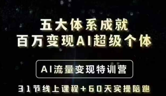 五大体系成就百万变现AI超级个体- AI流量变现特训营，一步一步教你一个人怎么年入百W-搞钱利器