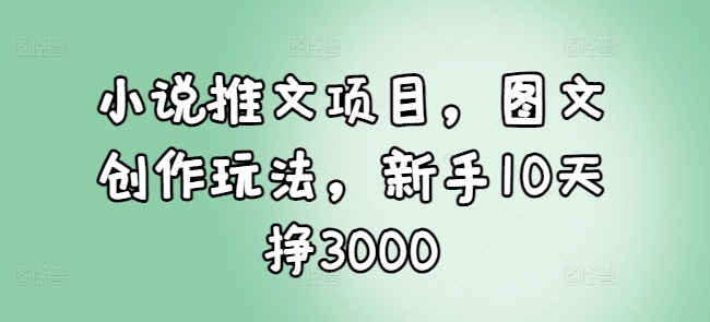 小说推文项目，图文创作玩法，新手10天挣3000-搞钱利器