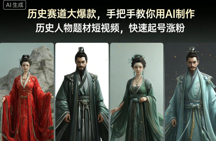历史赛道大爆款，手把手教你用AI制作历史人物题材短视频，快速起号涨粉-搞钱利器