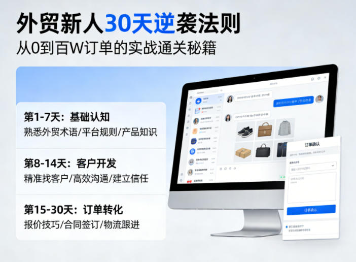 外贸新人30天逆袭法则,教你从0到百W订单的实战通关秘籍-搞钱利器